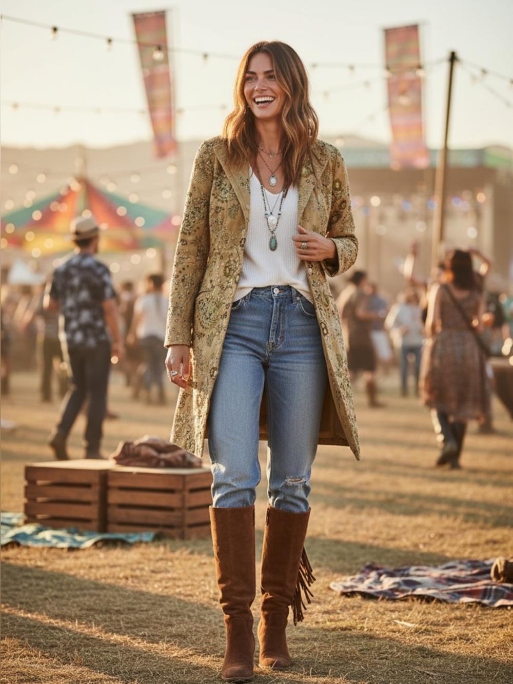 Johnny Was 100% Cotton Embroidered Longline Jacket Boho Statement Trench Coat S